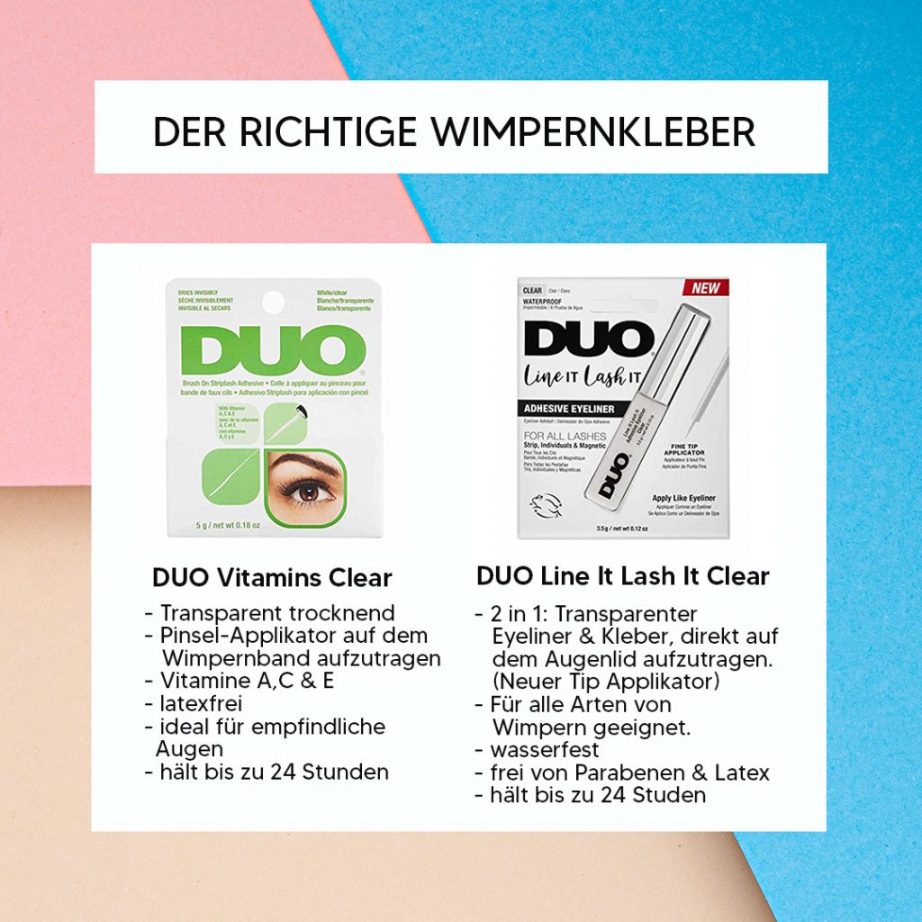 Der richtige Wimpernkleber. Der ARDELL DUO mit Vitaminen und der DUO Line It Lash It Clear im Vergleich. Vor und Nachteile von einem Wimpernkleber.
